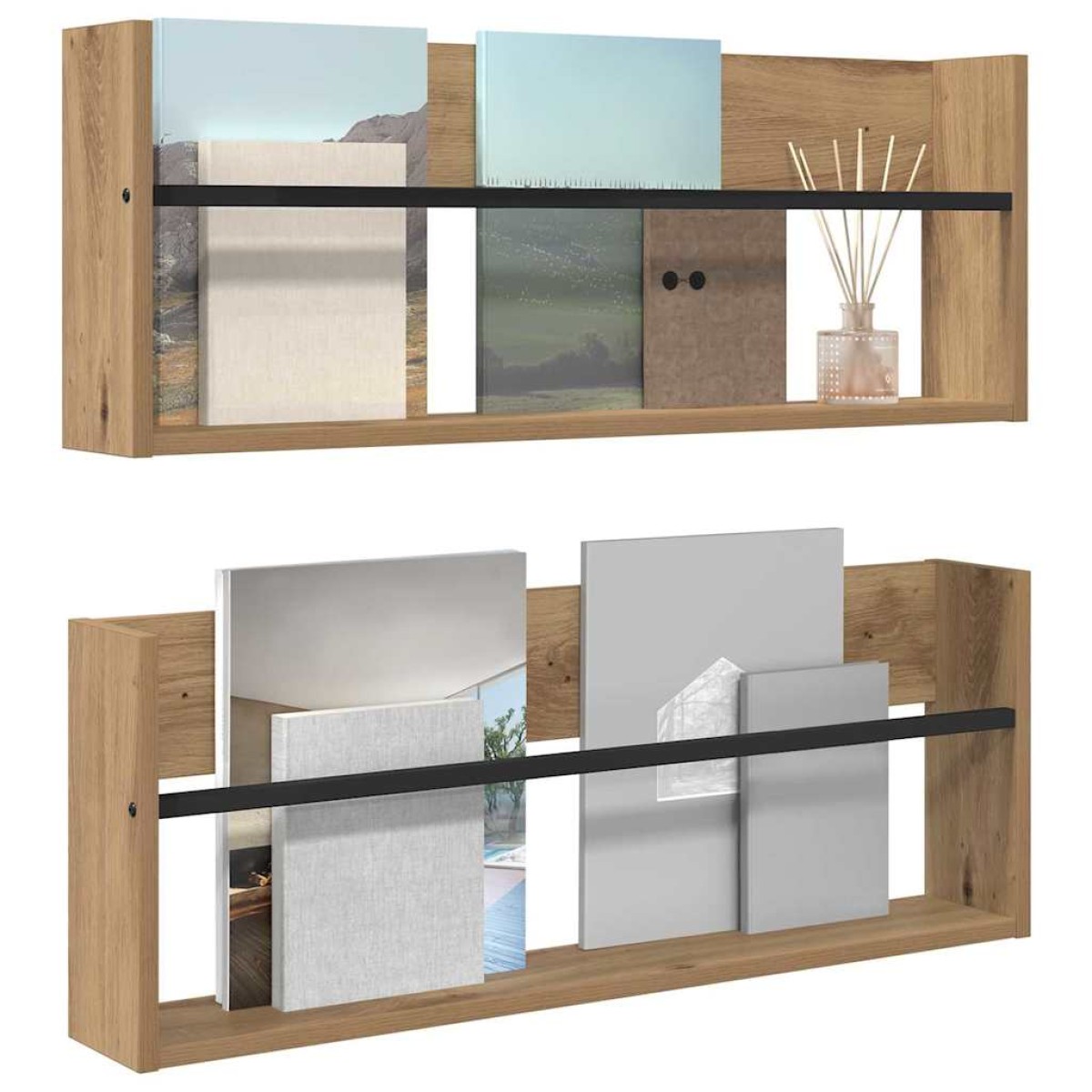 vidaXL Ράφι Περιοδικών με ράφι 2 τεμ. Artisan Oak 80 x 12 x 30 εκ