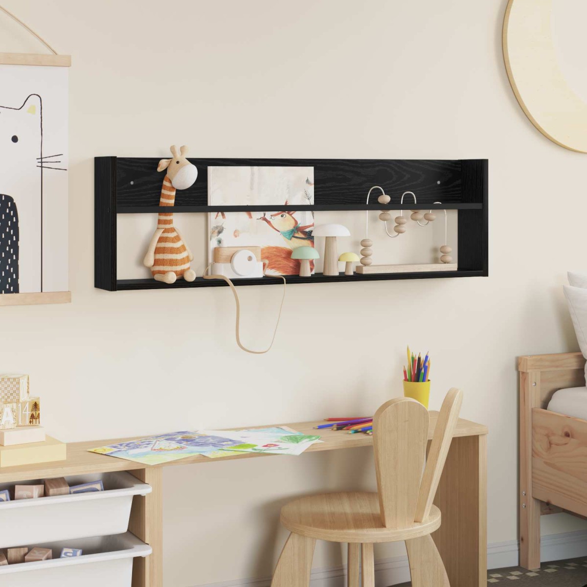 vidaXL Ράφι Περιοδικών Μαύρη Οξυά 100 x 12 x 30 εκ Επεξεργασμένο Ξύλο