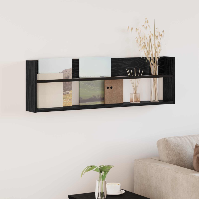 vidaXL Ράφι Περιοδικών Μαύρη Οξυά 100 x 12 x 30 εκ Επεξεργασμένο Ξύλο