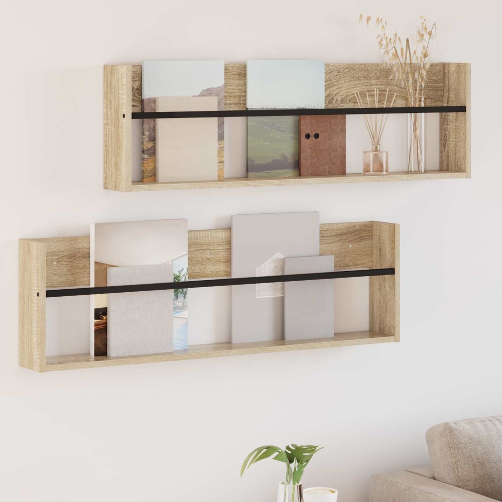 vidaXL Ράφι Περιοδικών με ράφι 2 τεμ. Δρύς Sonoma 100 x 12 x 30 εκ