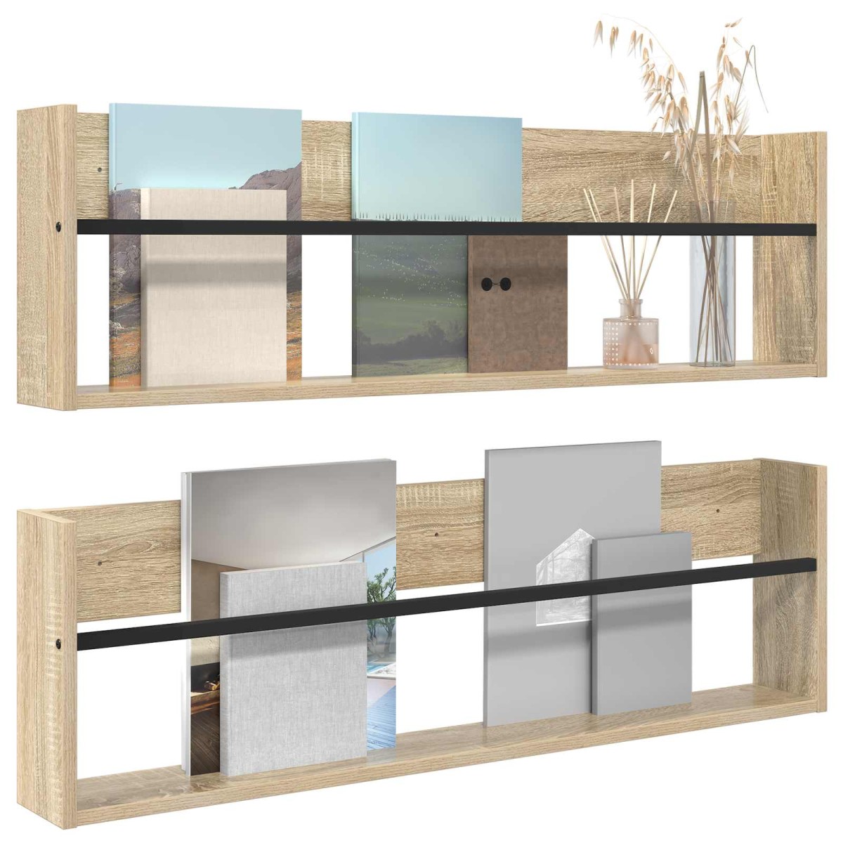 vidaXL Ράφι Περιοδικών με ράφι 2 τεμ. Δρύς Sonoma 100 x 12 x 30 εκ