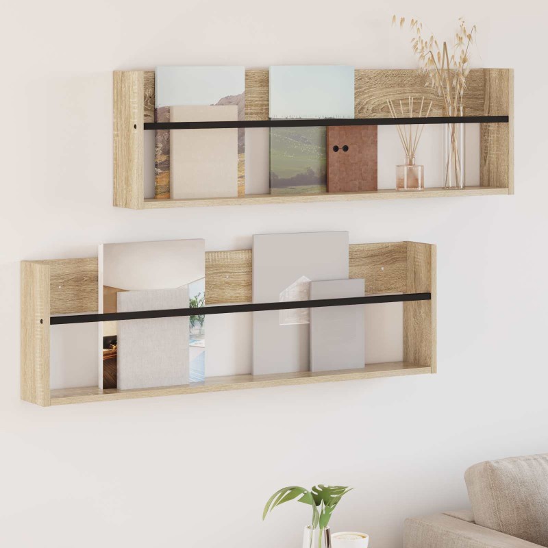vidaXL Ράφι Περιοδικών με ράφι 2 τεμ. Δρύς Sonoma 100 x 12 x 30 εκ