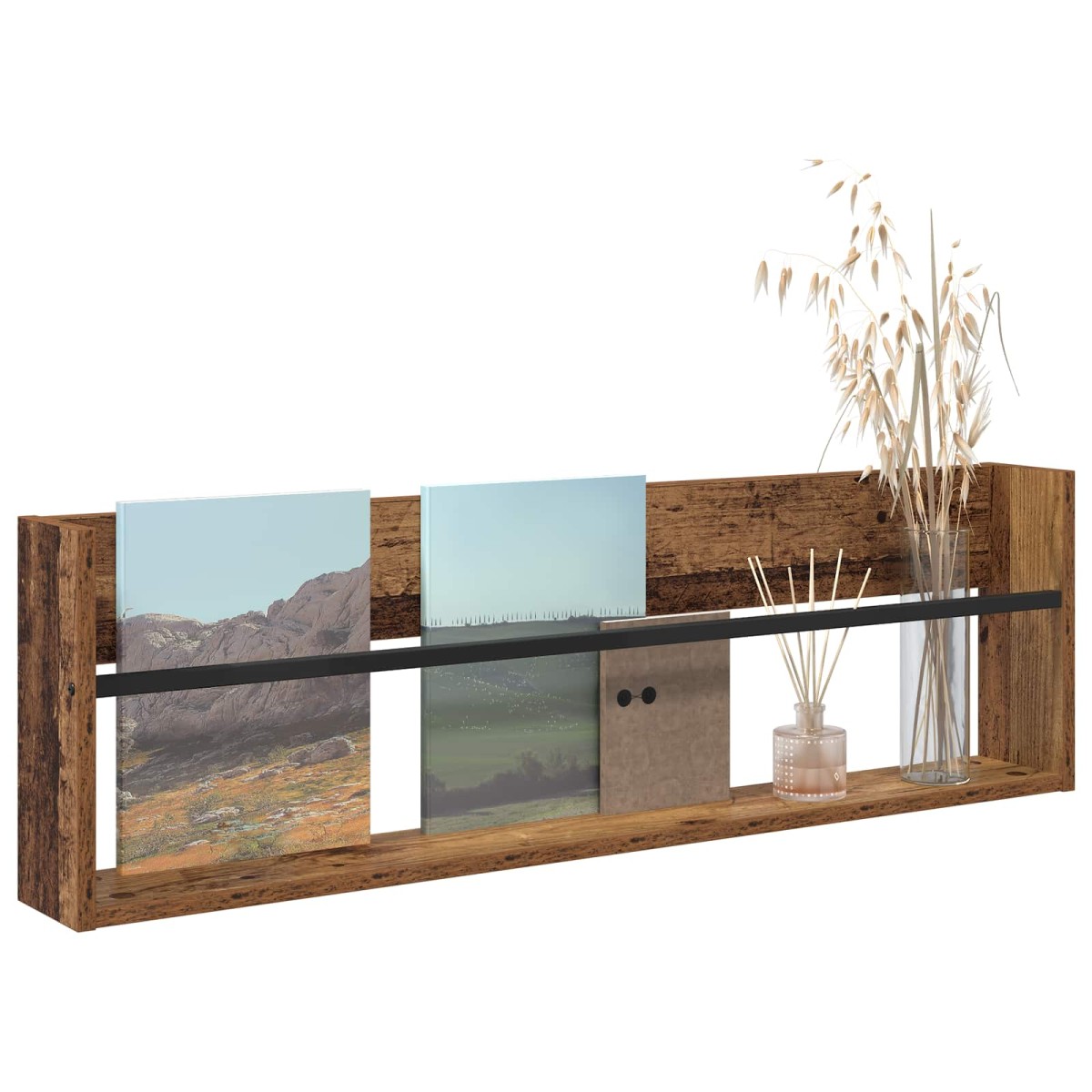 vidaXL Ράφι Περιοδικών Παλιό ξύλο 100 x 12 x 30 εκ Επεξεργασμένο Ξύλο