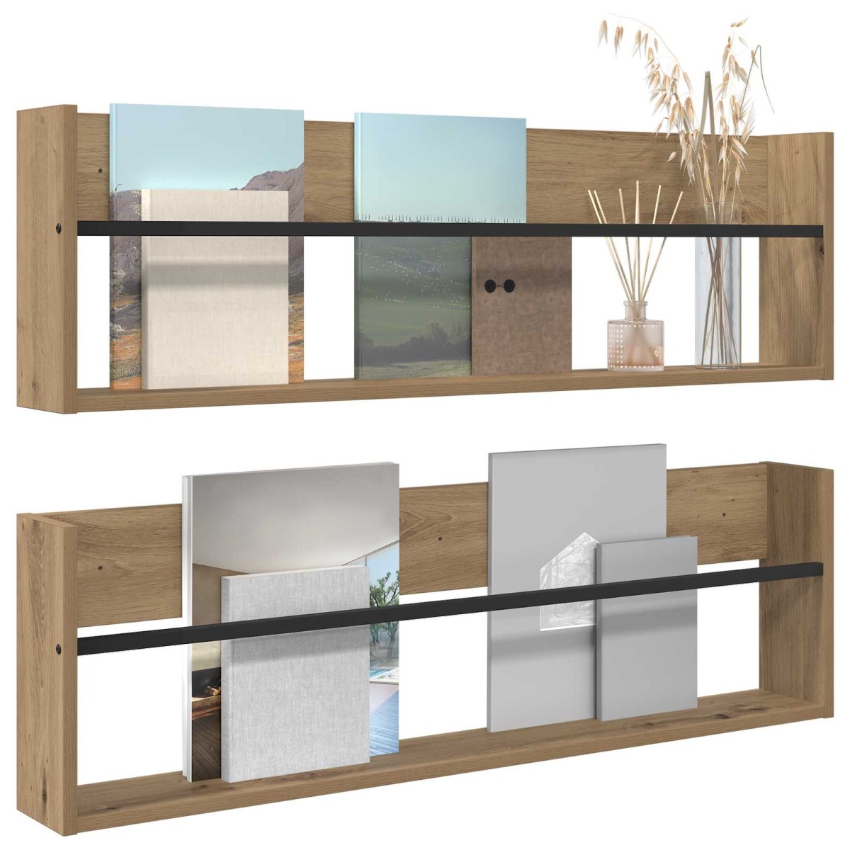 vidaXL Ράφι Περιοδικών με ράφι 2 τεμ. Artisan Oak 100 x 12 x 30 εκ