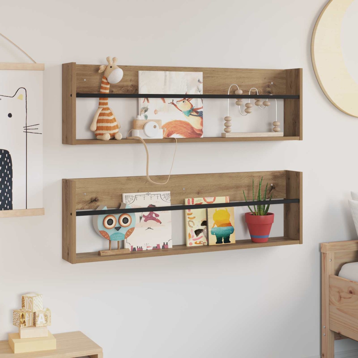 vidaXL Ράφι Περιοδικών με ράφι 2 τεμ. Artisan Oak 100 x 12 x 30 εκ