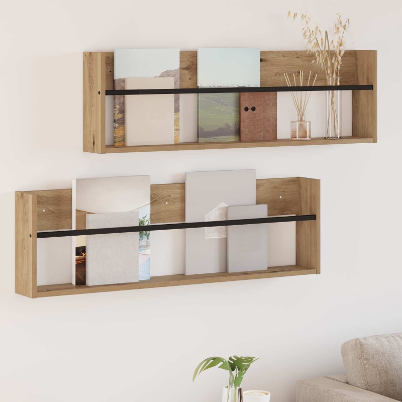 vidaXL Ράφι Περιοδικών με ράφι 2 τεμ. Artisan Oak 100 x 12 x 30 εκ