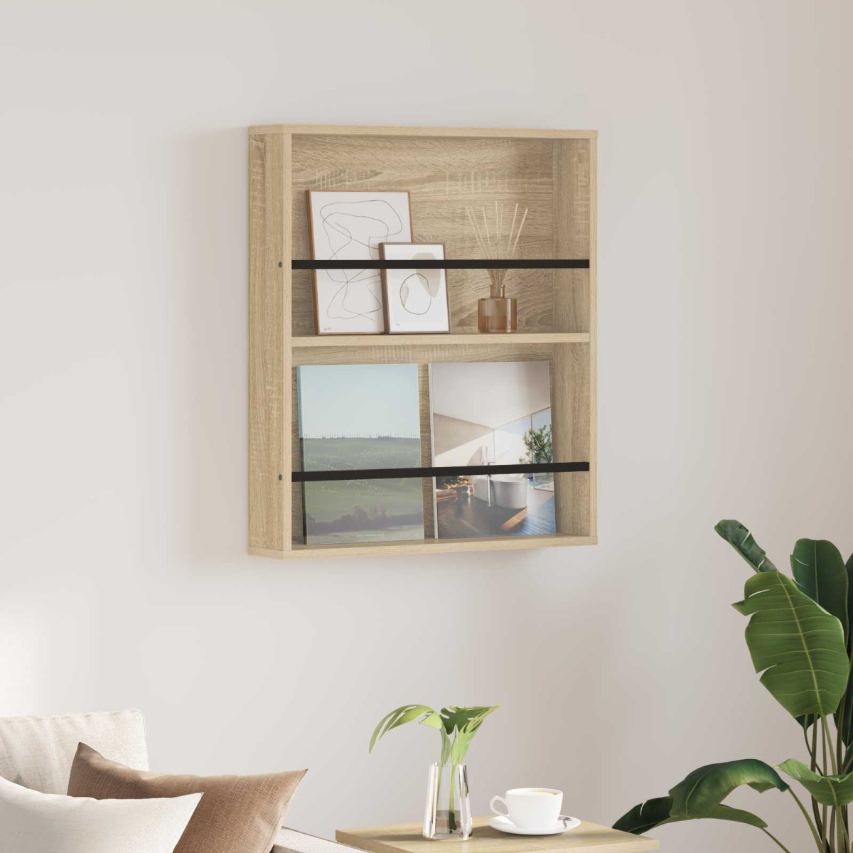 vidaXL Ράφι Περιοδικών Δρύς Sonoma 60 x 12 x 70 εκ Επεξεργασμένο Ξύλο
