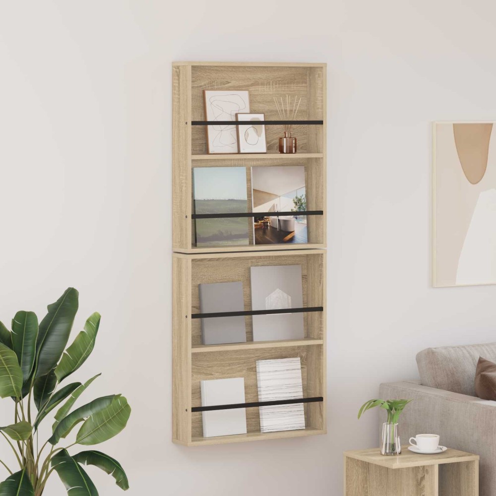 vidaXL Ράφι Περιοδικών με ράφι 2 τμχ. Δρύς Sonoma 60 x 12 x 70 εκ