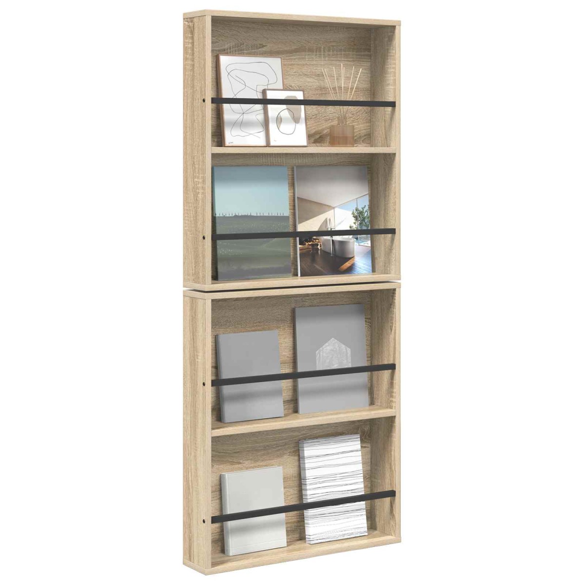 vidaXL Ράφι Περιοδικών με ράφι 2 τμχ. Δρύς Sonoma 60 x 12 x 70 εκ