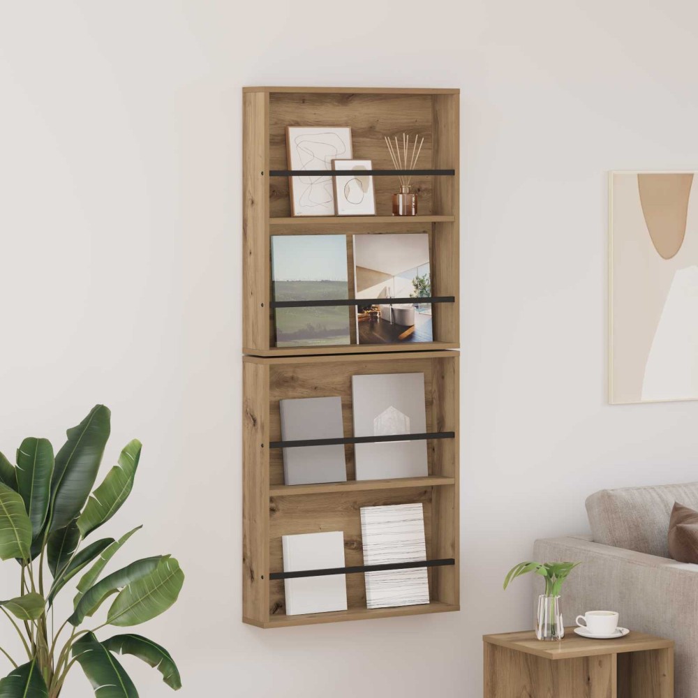 vidaXL Ράφι Περιοδικών με ράφι 2 τμχ. Artisan Oak 60 x 12 x 70 εκ