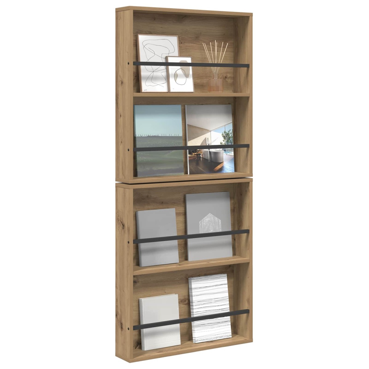 vidaXL Ράφι Περιοδικών με ράφι 2 τμχ. Artisan Oak 60 x 12 x 70 εκ
