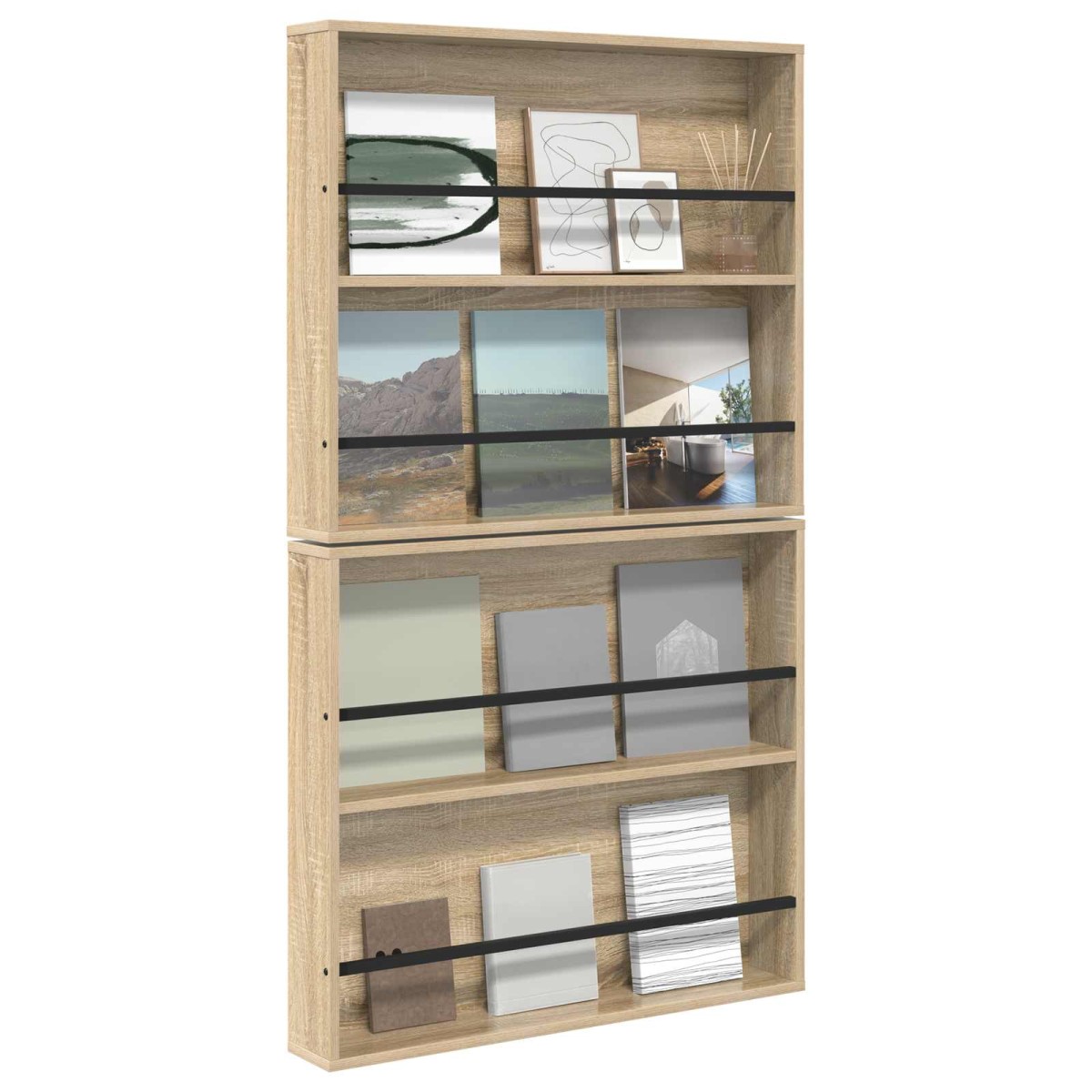 vidaXL Ράφι Περιοδικών με ράφι 2 τμχ. Δρύς Sonoma 80 x 12 x 70 εκ