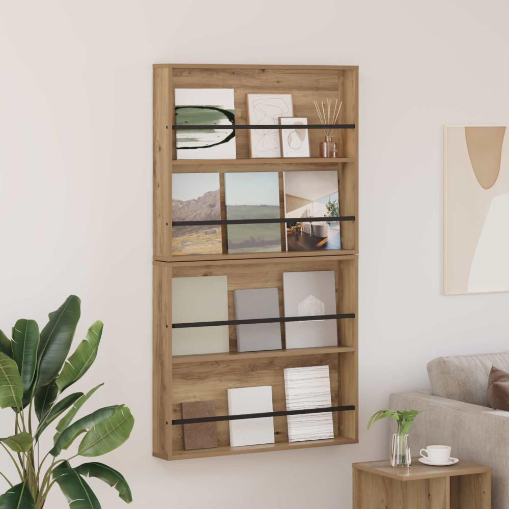 vidaXL Ράφι Περιοδικών με ράφι 2 τμχ. Artisan Oak 80 x 12 x 70 εκ
