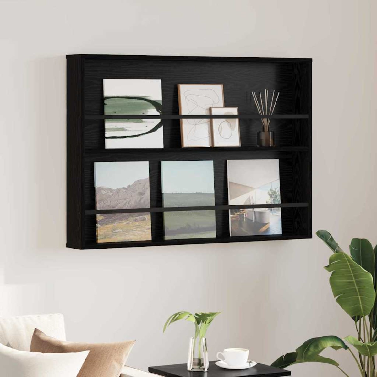 vidaXL Ράφι Περιοδικών Μαύρη Οξυά 100 x 12 x 70 εκ Επεξεργασμένο Ξύλο