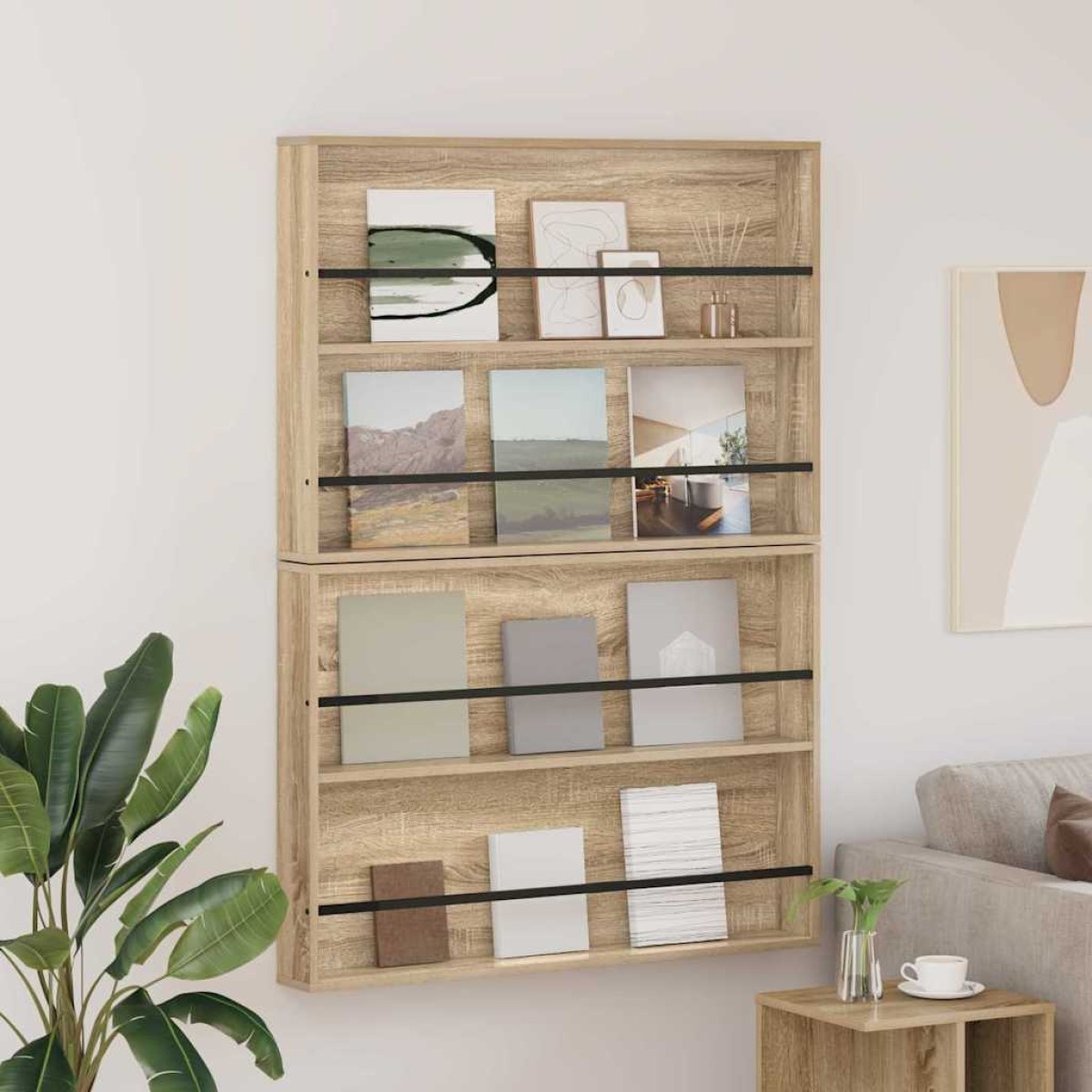 vidaXL Ράφι Περιοδικών με ράφι 2 τμχ. Δρύς Sonoma 100 x 12 x 70 εκ