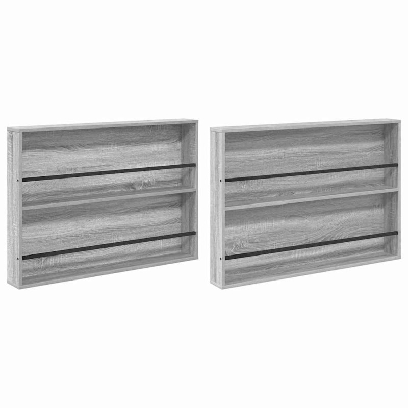 vidaXL Ράφι Περιοδικών με ράφι 2 τμχ. Γκρίζο Σονομα 100 x 12 x 70 εκ