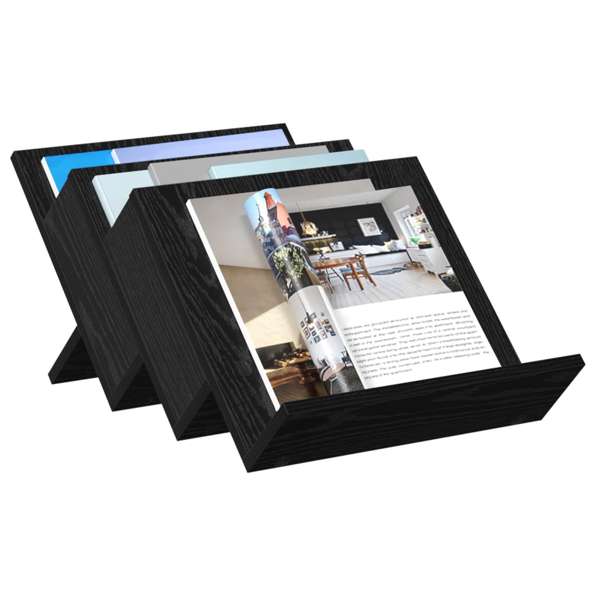 vidaXL Ράφι Περιοδικών Μαύρη Οξυά 53 x 40 x 28,5 εκ Επεξεργασμένο Ξύλο