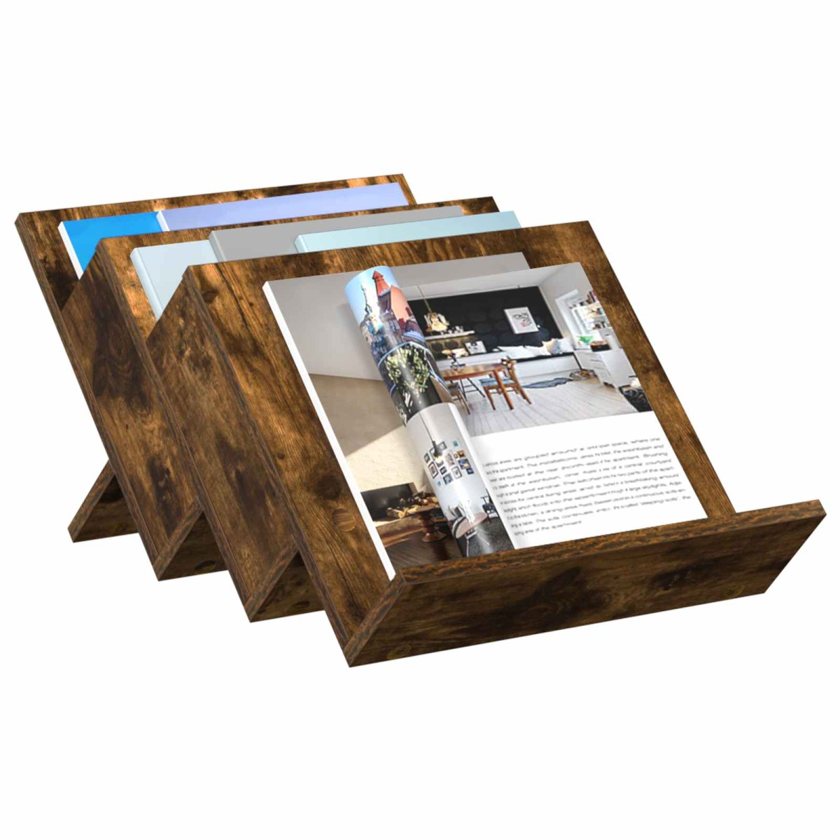 vidaXL Ράφι Περιοδικών με ράφι Καπνιστό Δρύς 53 x 40 x 28,5 εκ