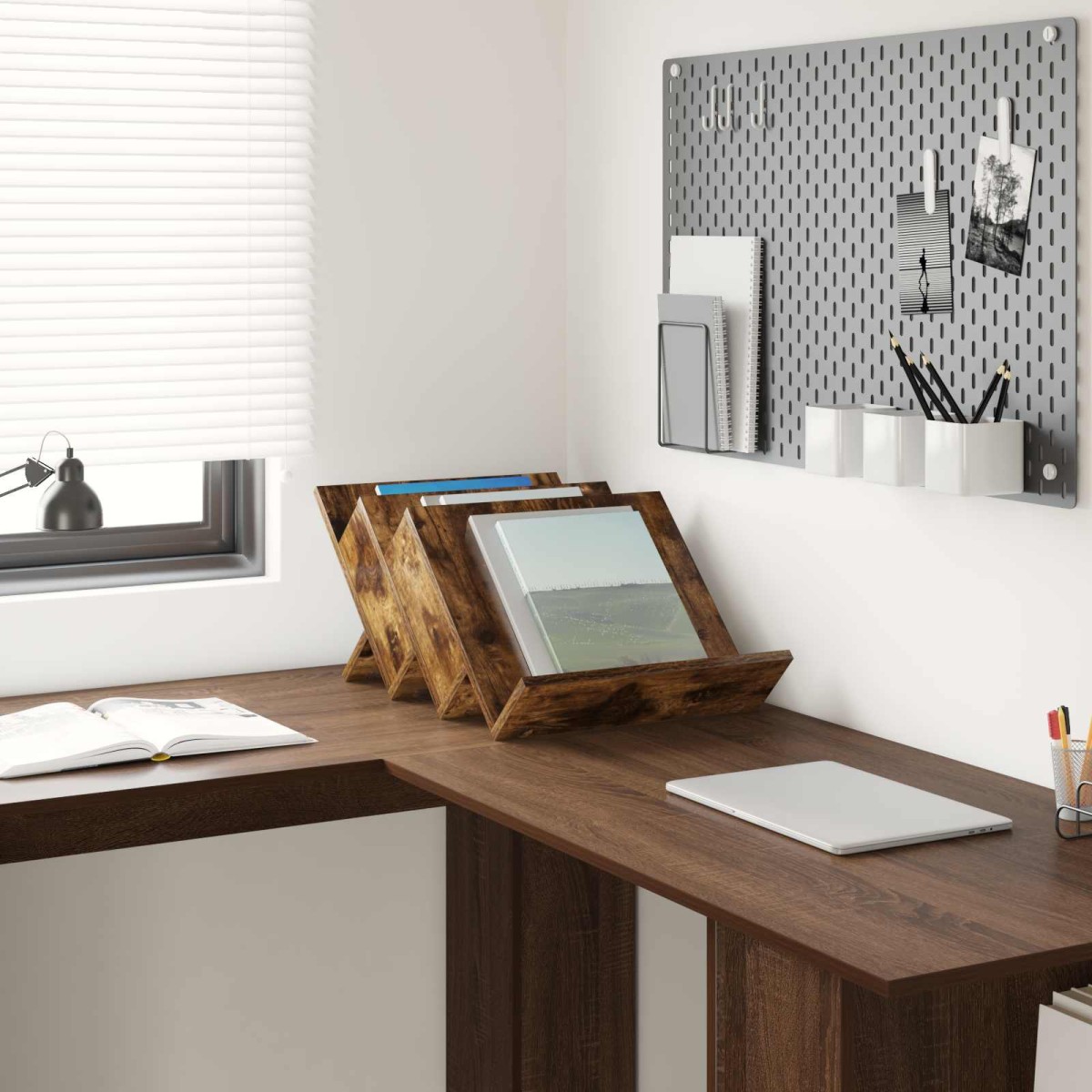 vidaXL Ράφι Περιοδικών με ράφι Καπνιστό Δρύς 53 x 40 x 28,5 εκ