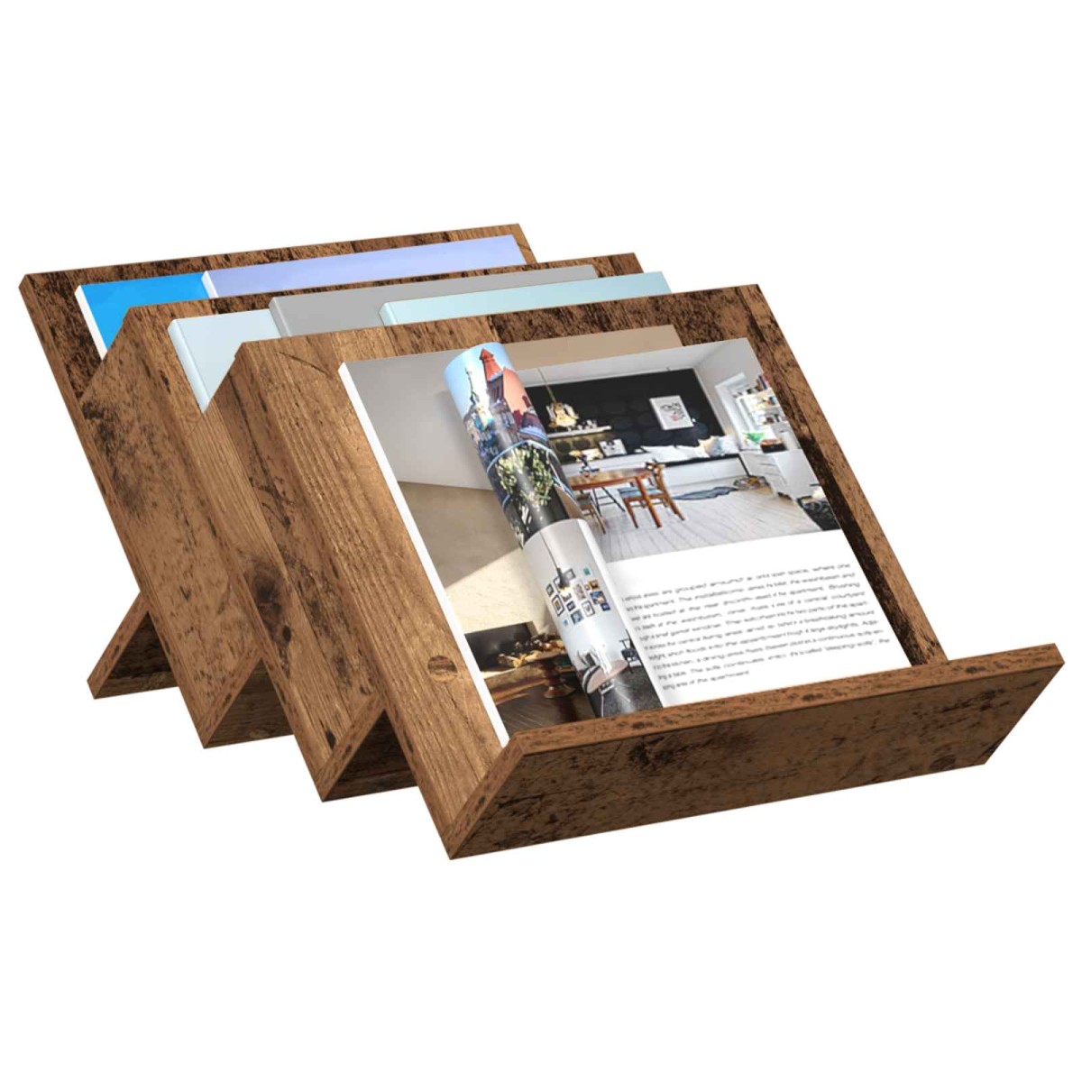 vidaXL Ράφι Περιοδικών Παλιό ξύλο 53 x 40 x 28,5 εκ Επεξεργασμένο Ξύλο