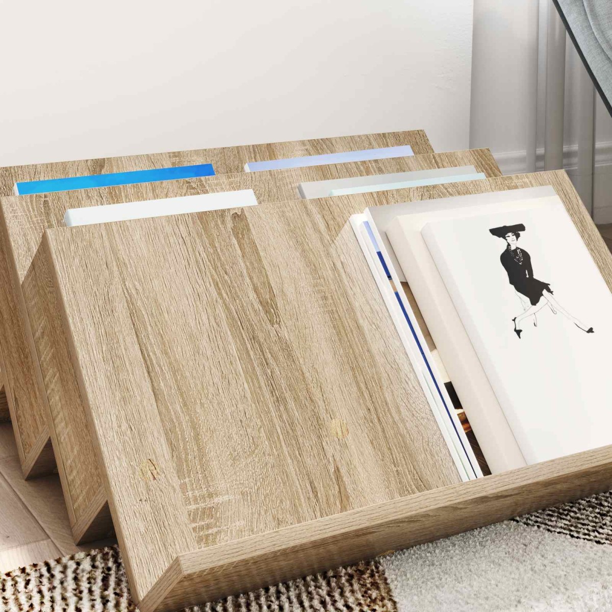 vidaXL Ράφι Περιοδικών με ράφι Δρύς Sonoma 65 x 53 x 28,5 εκ
