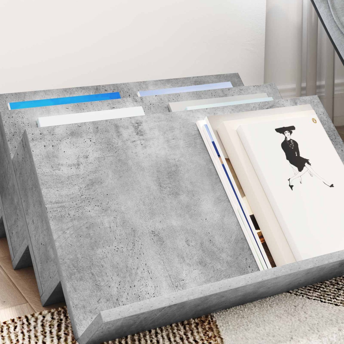 vidaXL Ράφι Περιοδικών με ράφι Γκρι Μπετόν 65 x 53 x 28,5 εκ