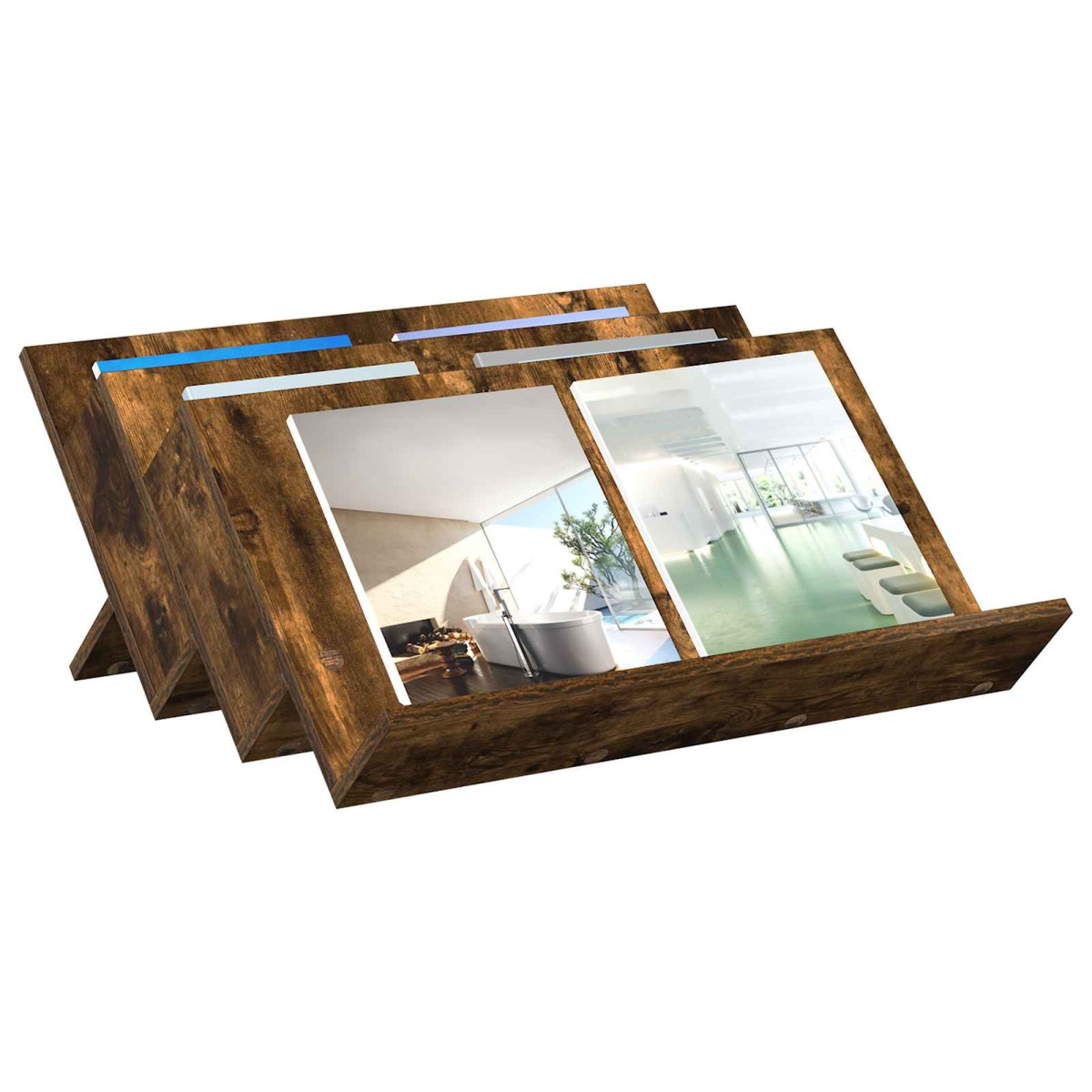 vidaXL Ράφι Περιοδικών με ράφι Καπνιστό Δρύς 65 x 53 x 28,5 εκ