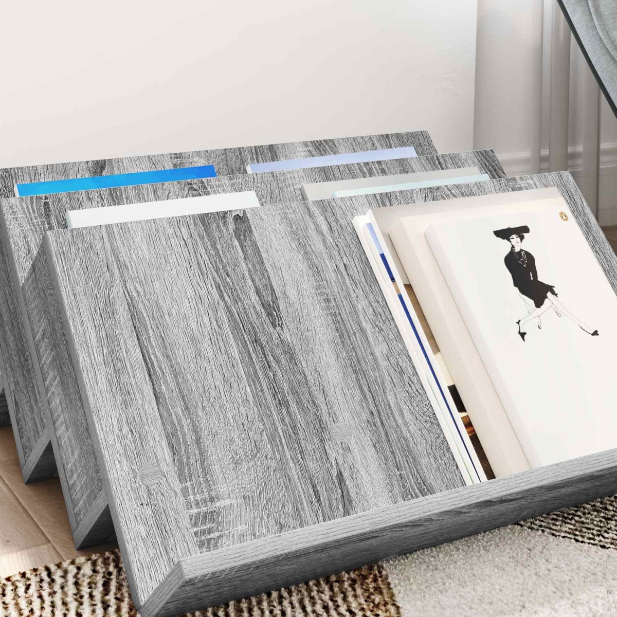vidaXL Ράφι Περιοδικών με ράφι Γκρίζο Σονομα 65 x 53 x 28,5 εκ