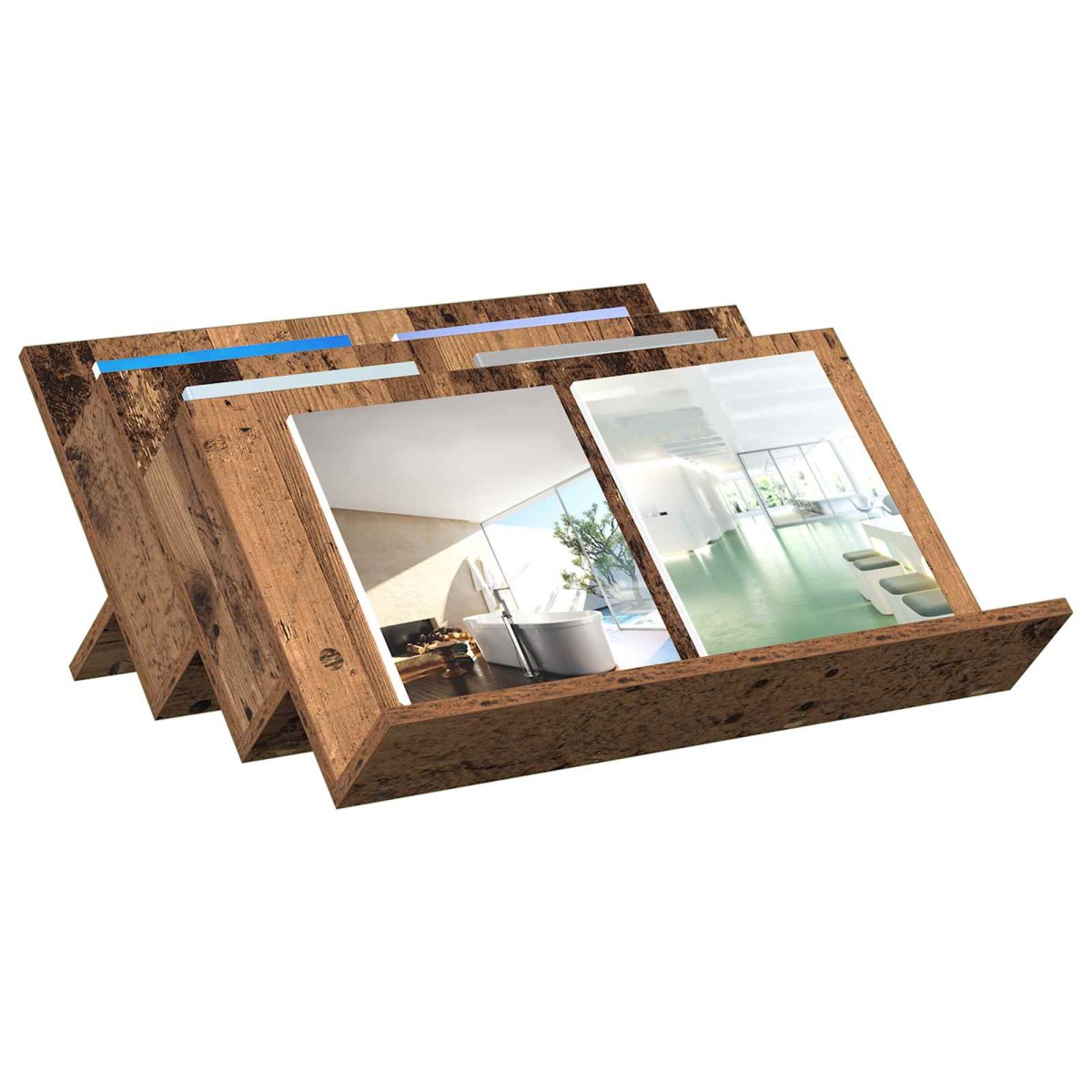 vidaXL Ράφι Περιοδικών Παλιό ξύλο 65 x 53 x 28,5 εκ Επεξεργασμένο Ξύλο