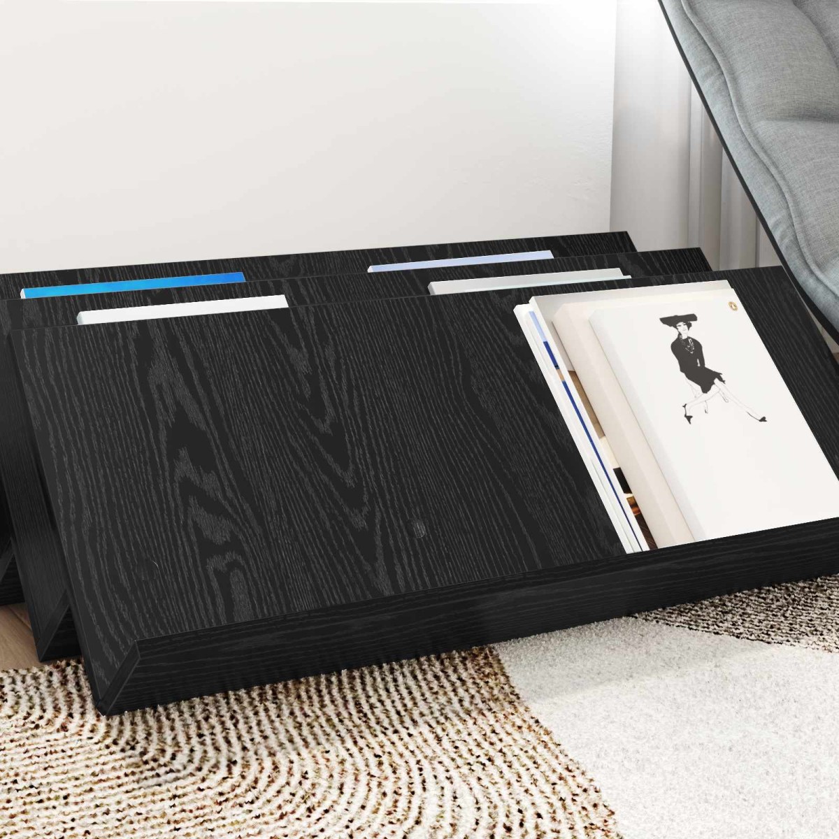 vidaXL Ράφι Περιοδικών Μαύρη Οξυά 90 x 53 x 28,5 εκ Επεξεργασμένο Ξύλο