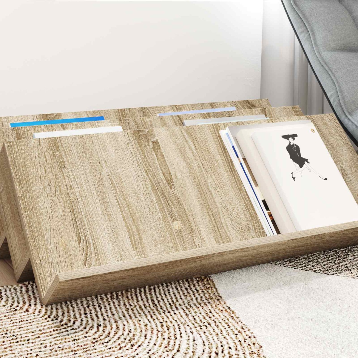 vidaXL Ράφι Περιοδικών με ράφι Δρύς Sonoma 90 x 53 x 28,5 εκ