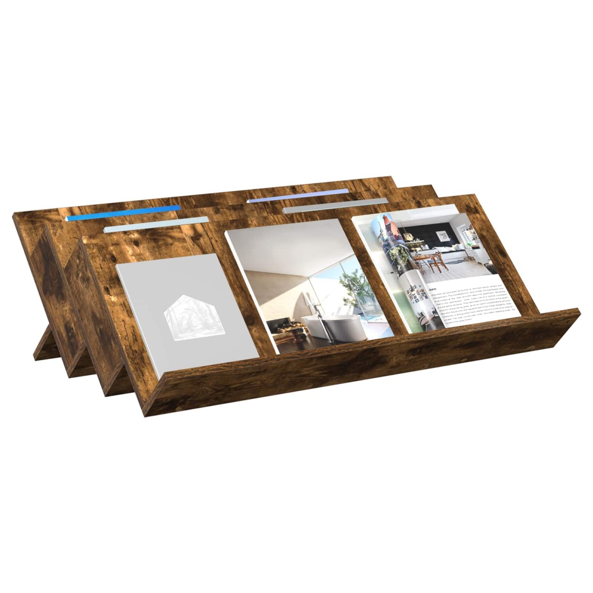vidaXL Ράφι Περιοδικών με ράφι Καπνιστό Δρύς 90 x 53 x 28,5 εκ