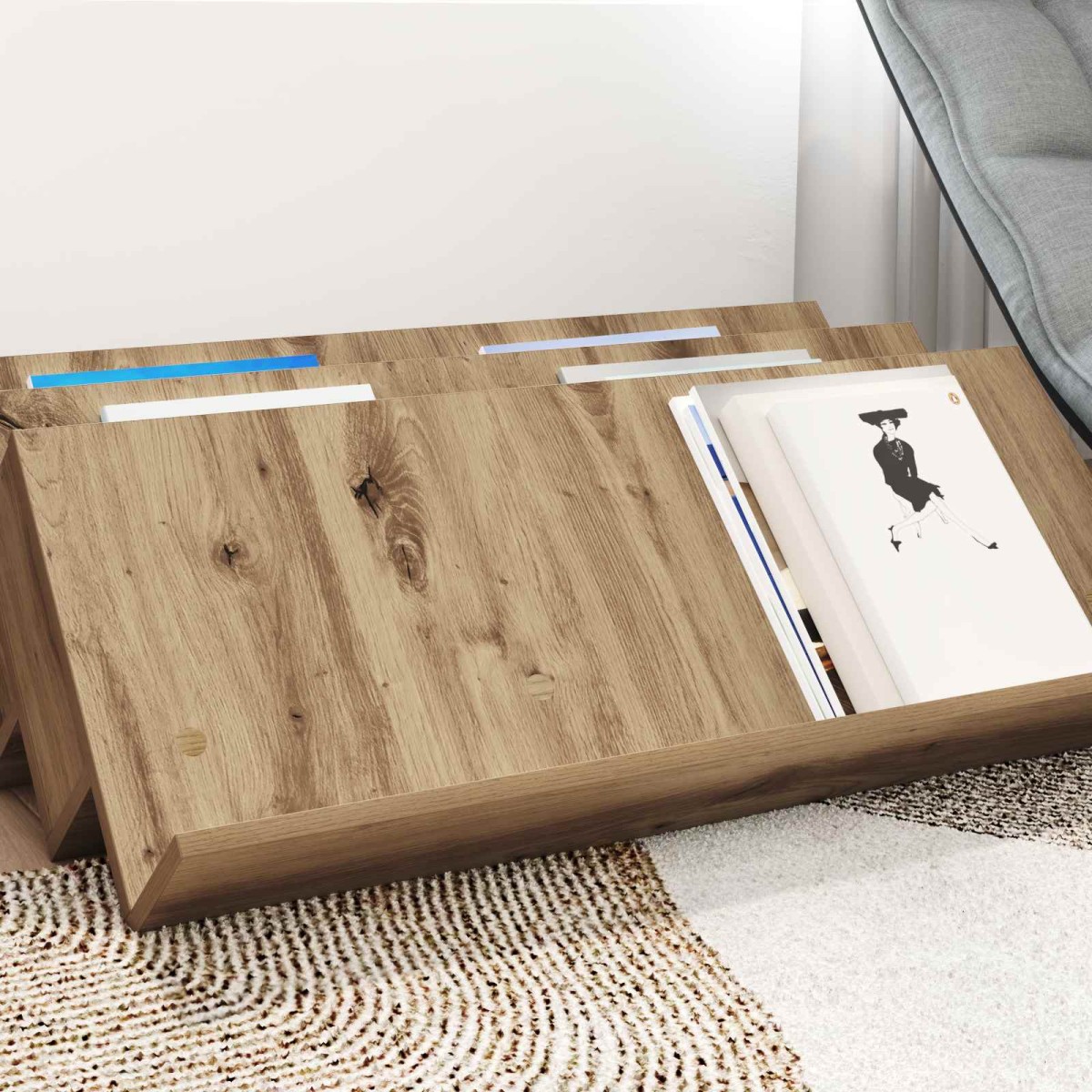 vidaXL Ράφι Περιοδικών με ράφι Artisan Oak 90 x 53 x 28,5 εκ