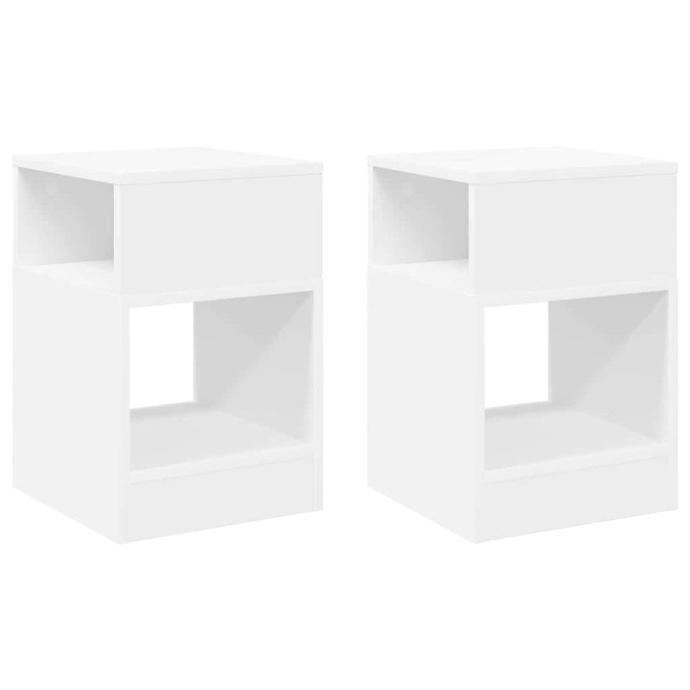 vidaXL End Table 2 τμχ. Λευκό 30,5 x 30 x 45 εκ Επεξεργασμένο Ξύλο