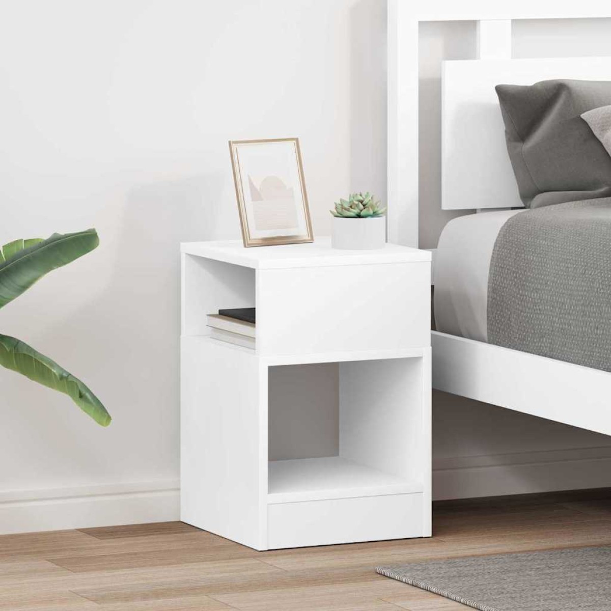 vidaXL End Table 2 τμχ. Λευκό 30,5 x 30 x 45 εκ Επεξεργασμένο Ξύλο