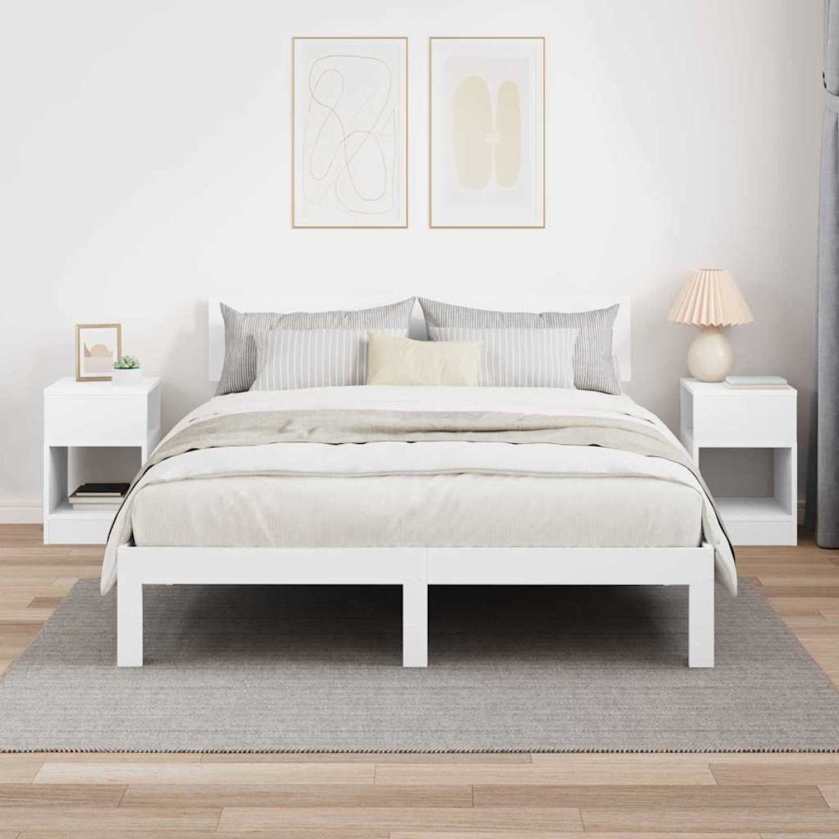 vidaXL End Table 2 τμχ. Λευκό 30,5 x 30 x 45 εκ Επεξεργασμένο Ξύλο