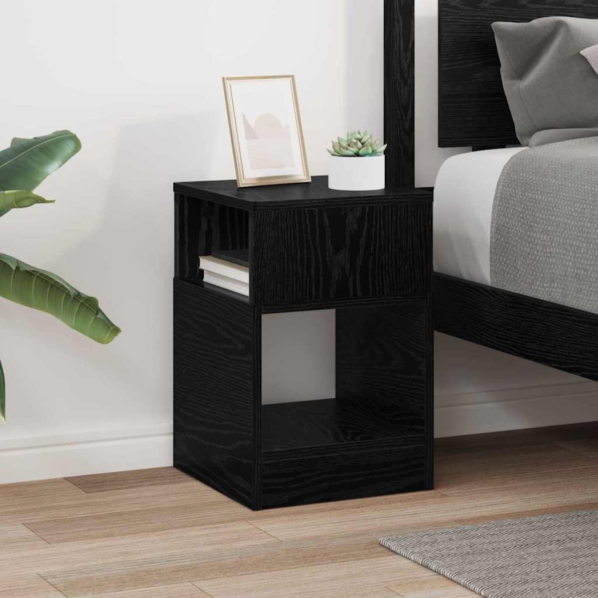 vidaXL End Table Μαύρη Οξυά 30,5 x 30 x 45 εκ Επεξεργασμένο Ξύλο