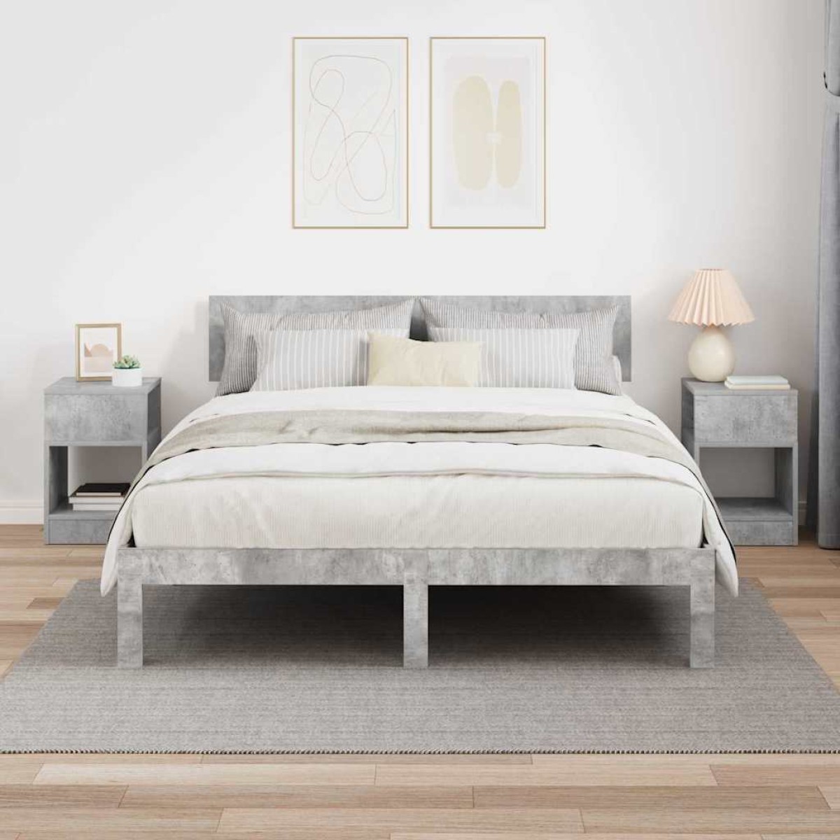 vidaXL End Table 2 τμχ. Σκυρόδεμα Γκρι 30,5 x 30 x 45 εκ