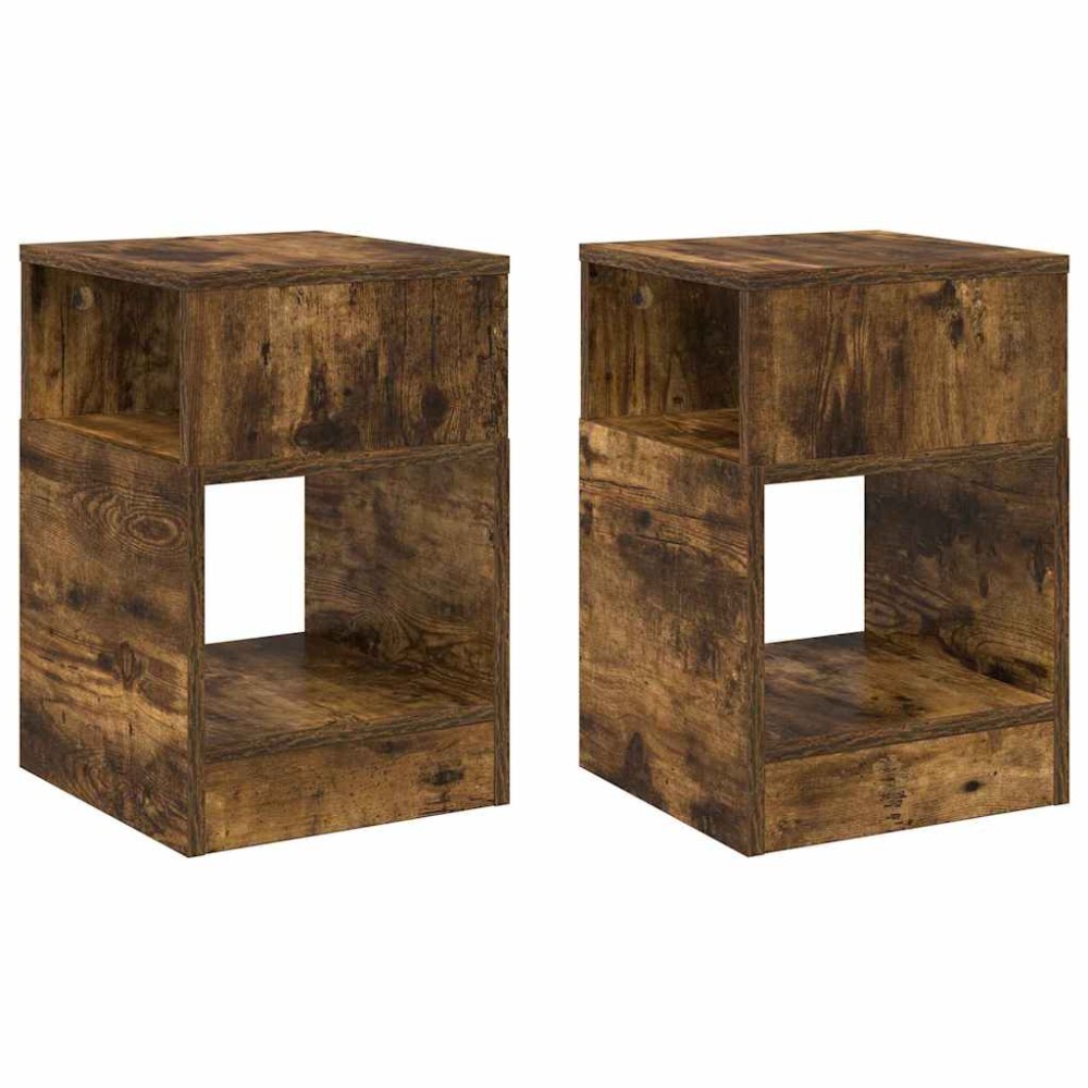 vidaXL End Table 2 τμχ. Καπνιστό Δρύς 30,5 x 30 x 45 εκ