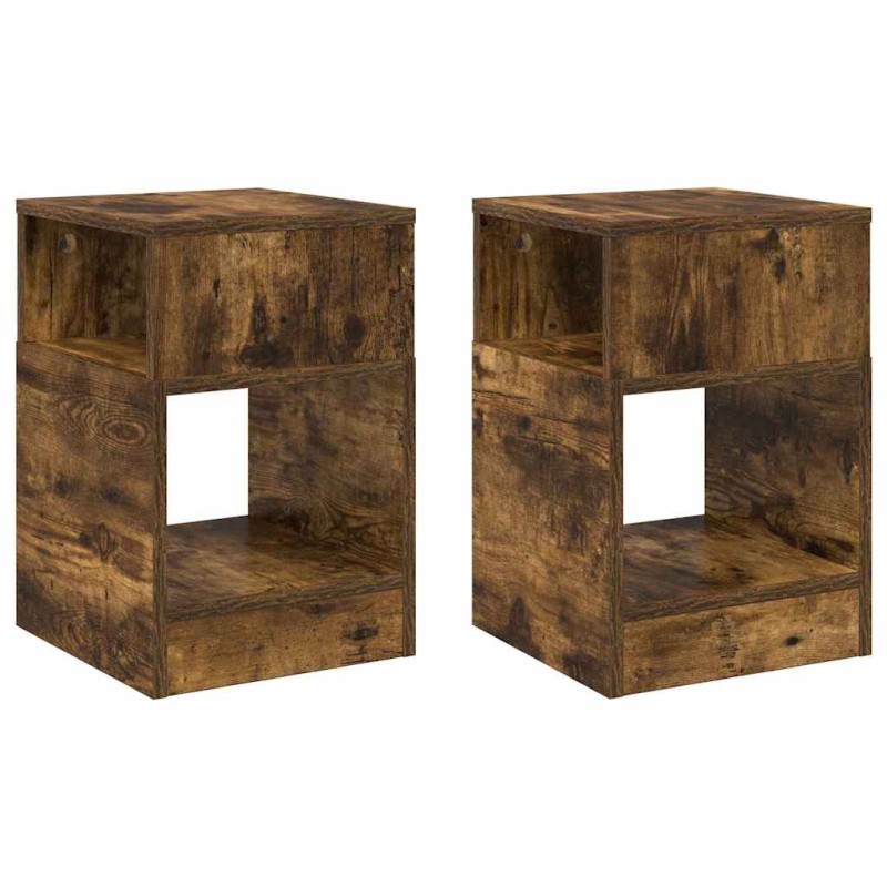 vidaXL End Table 2 τμχ. Καπνιστό Δρύς 30,5 x 30 x 45 εκ