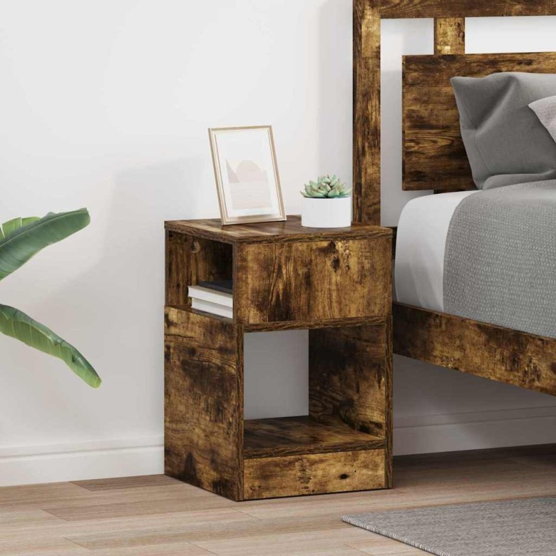 vidaXL End Table 2 τμχ. Καπνιστό Δρύς 30,5 x 30 x 45 εκ