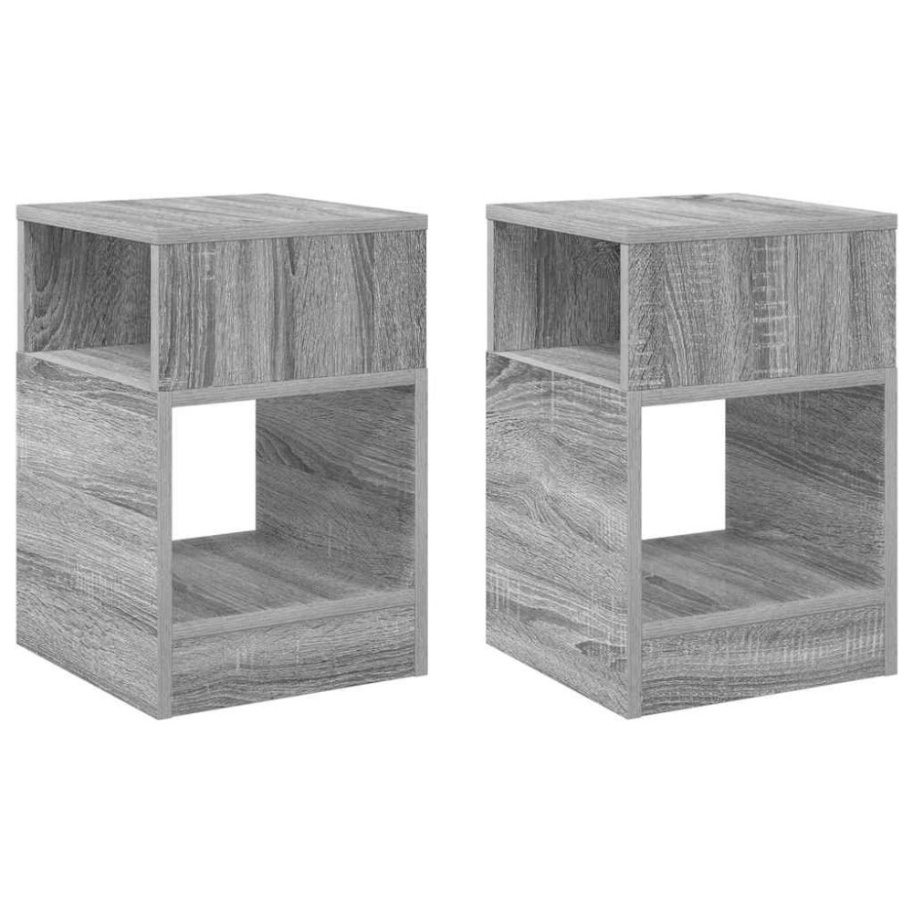 vidaXL End Table 2 τμχ. Γκρίζο Σονομα 30,5 x 30 x 45 εκ