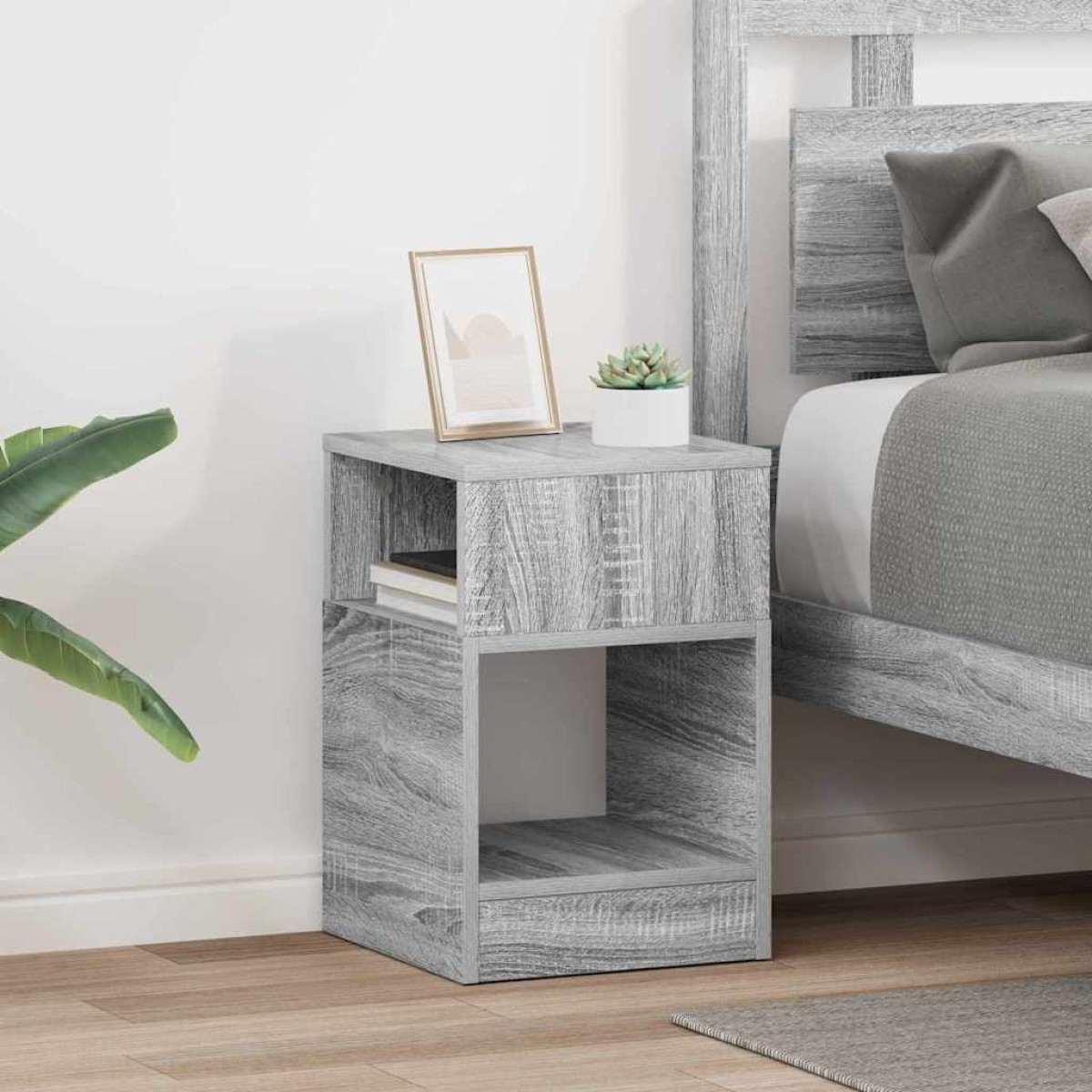 vidaXL End Table 2 τμχ. Γκρίζο Σονομα 30,5 x 30 x 45 εκ