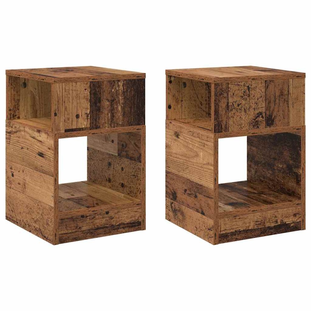 vidaXL End Table 2 τμχ. Παλιό ξύλο 30,5 x 30 x 45 εκ