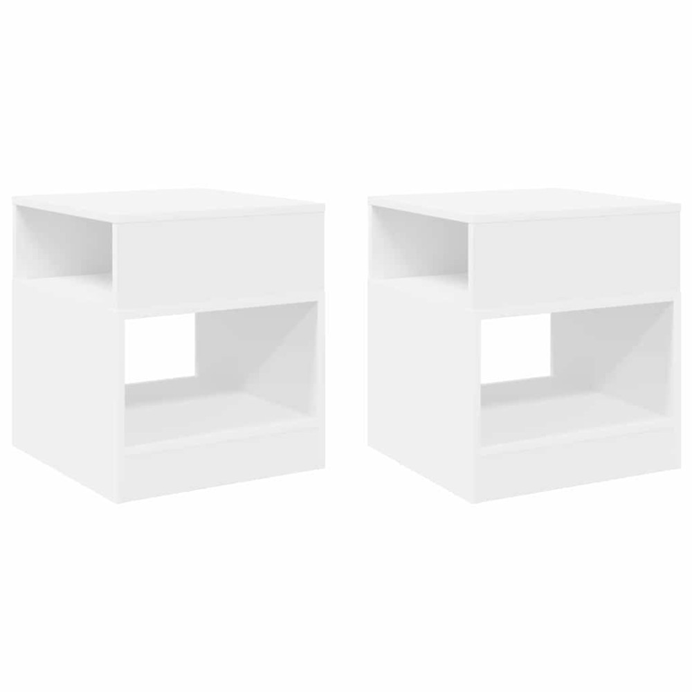 vidaXL End Table 2 τμχ. Λευκό 40,5 x 40 x 45 εκ Επεξεργασμένο Ξύλο