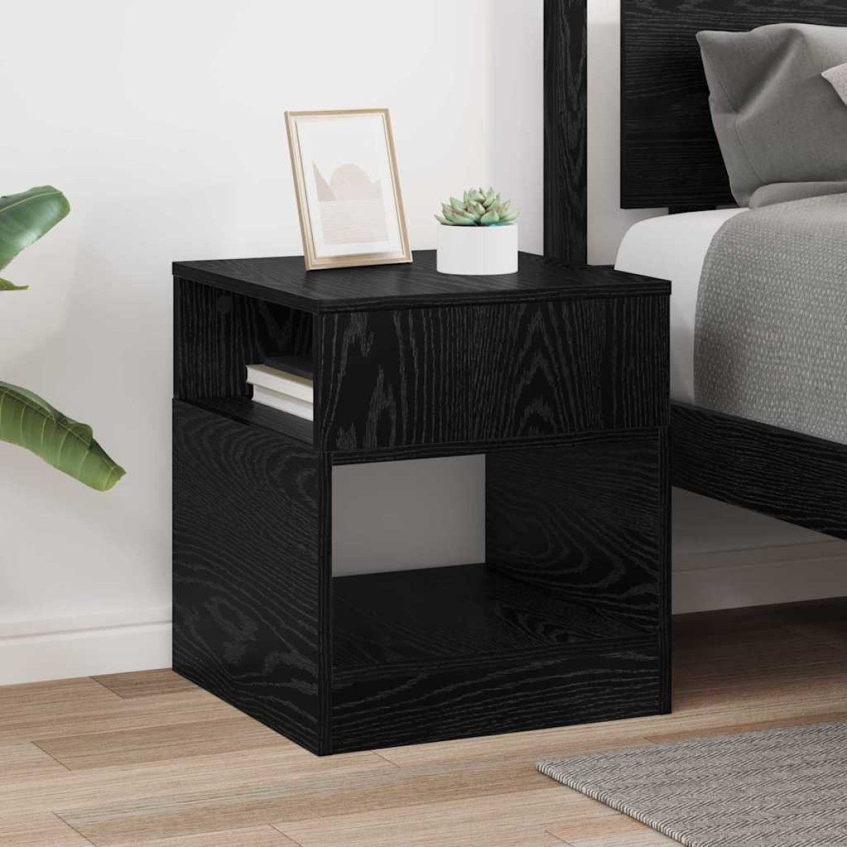 vidaXL End Table Μαύρη Οξυά 40,5 x 40 x 45 εκ Επεξεργασμένο Ξύλο