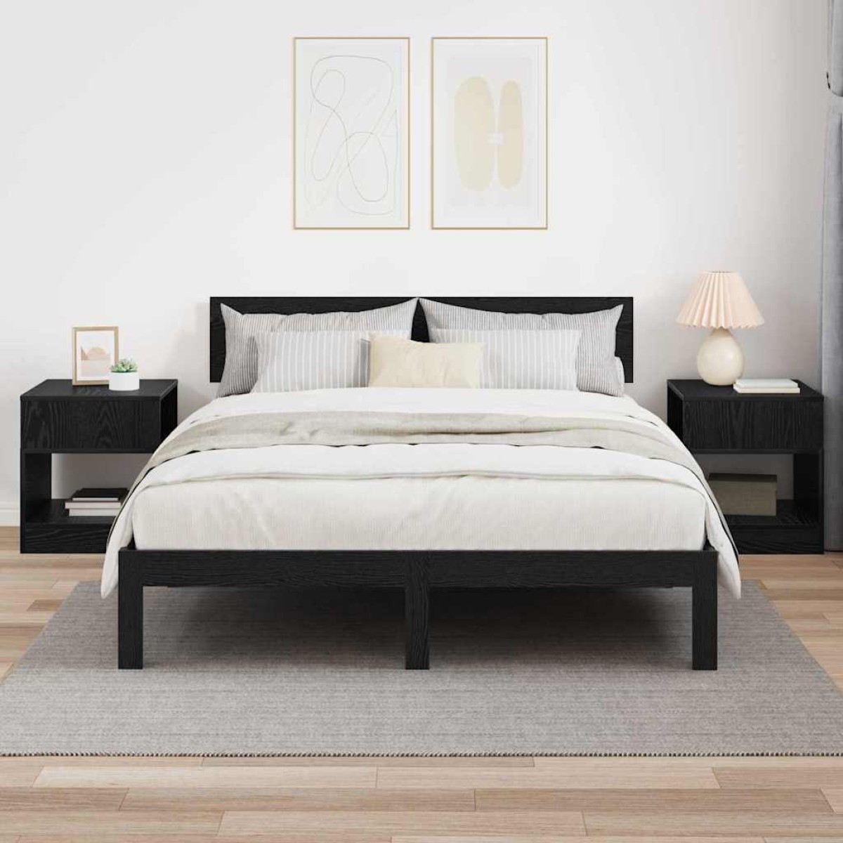 vidaXL End Table 2 τμχ. Μαύρη Οξυά 40,5 x 40 x 45 εκ