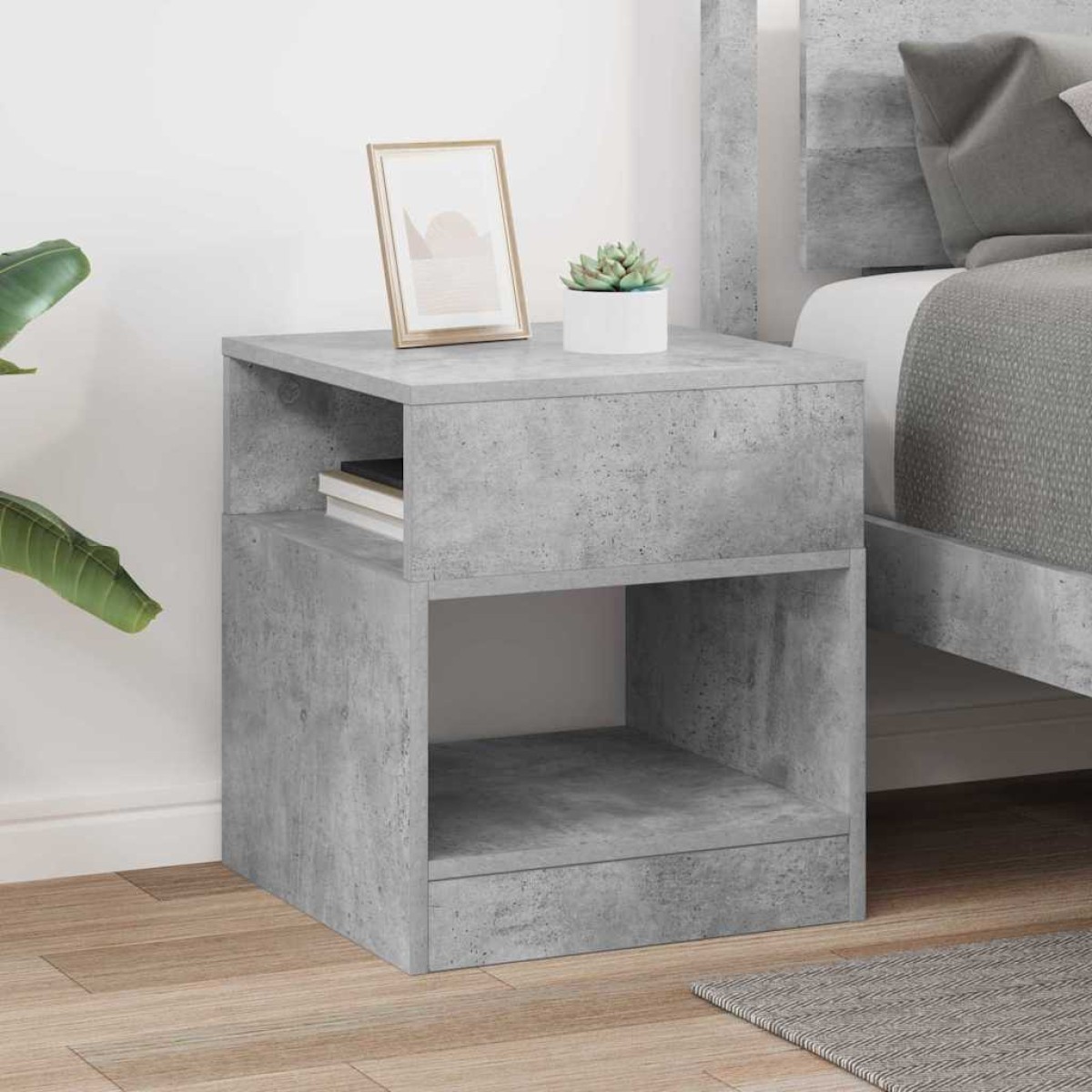 vidaXL End Table Σκυρόδεμα Γκρι 40,5 x 40 x 45 εκ Επεξεργασμένο Ξύλο