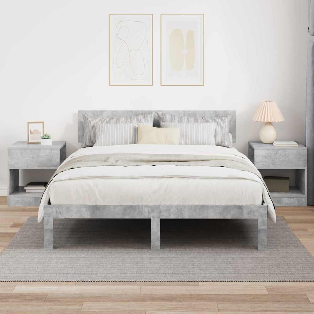 vidaXL End Table 2 τμχ. Σκυρόδεμα Γκρι 40,5 x 40 x 45 εκ