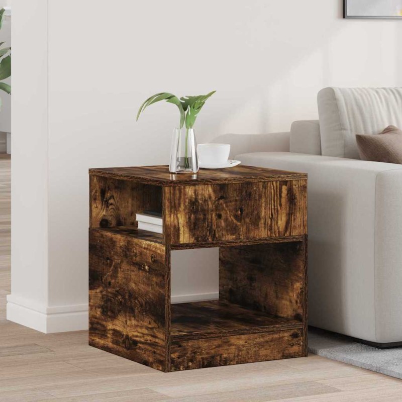 vidaXL End Table Καπνιστό Δρύς 40,5 x 40 x 45 εκ Επεξεργασμένο Ξύλο